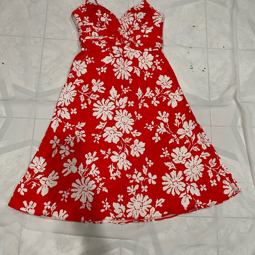 Donna Morgan Orange and White Dress